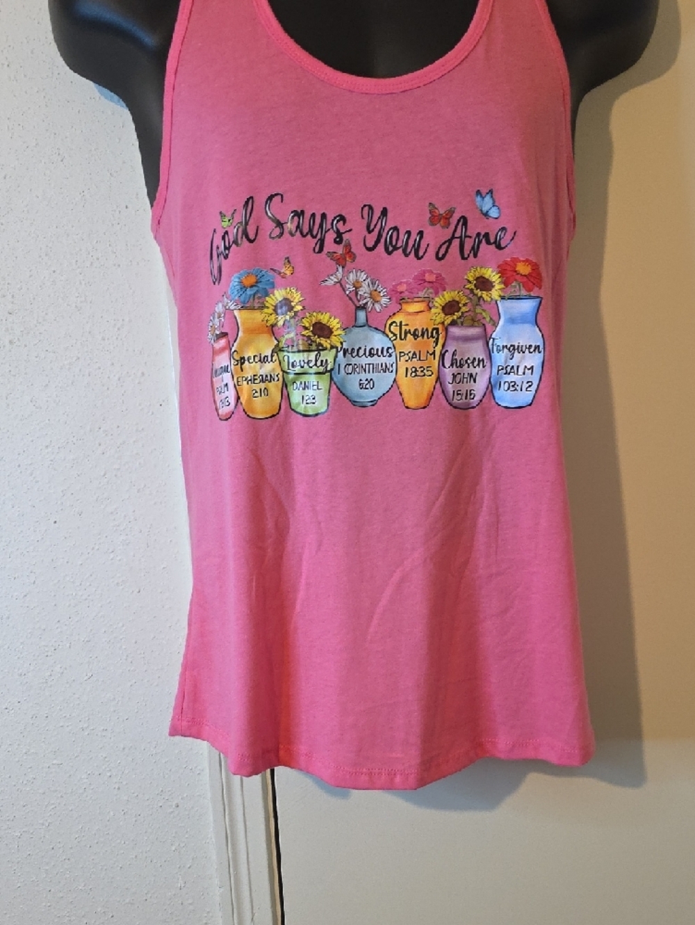 Women’s Pink Graphic Tank Top - God Says You Are - Picture 6 of 6